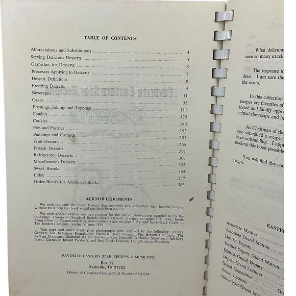 1967 Favorite Eastern Star Recipes Cookbook Desserts Including Party Beverages - Picture 3 of 3